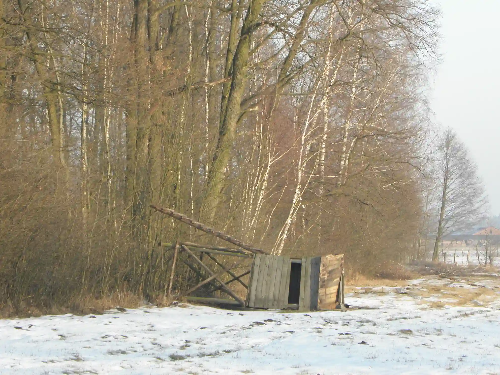 urządzenie łowieckie powalone przez silny wiatr