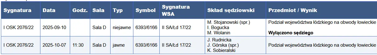 wokanda w NSA - wyłączenie sędziego Kiczki