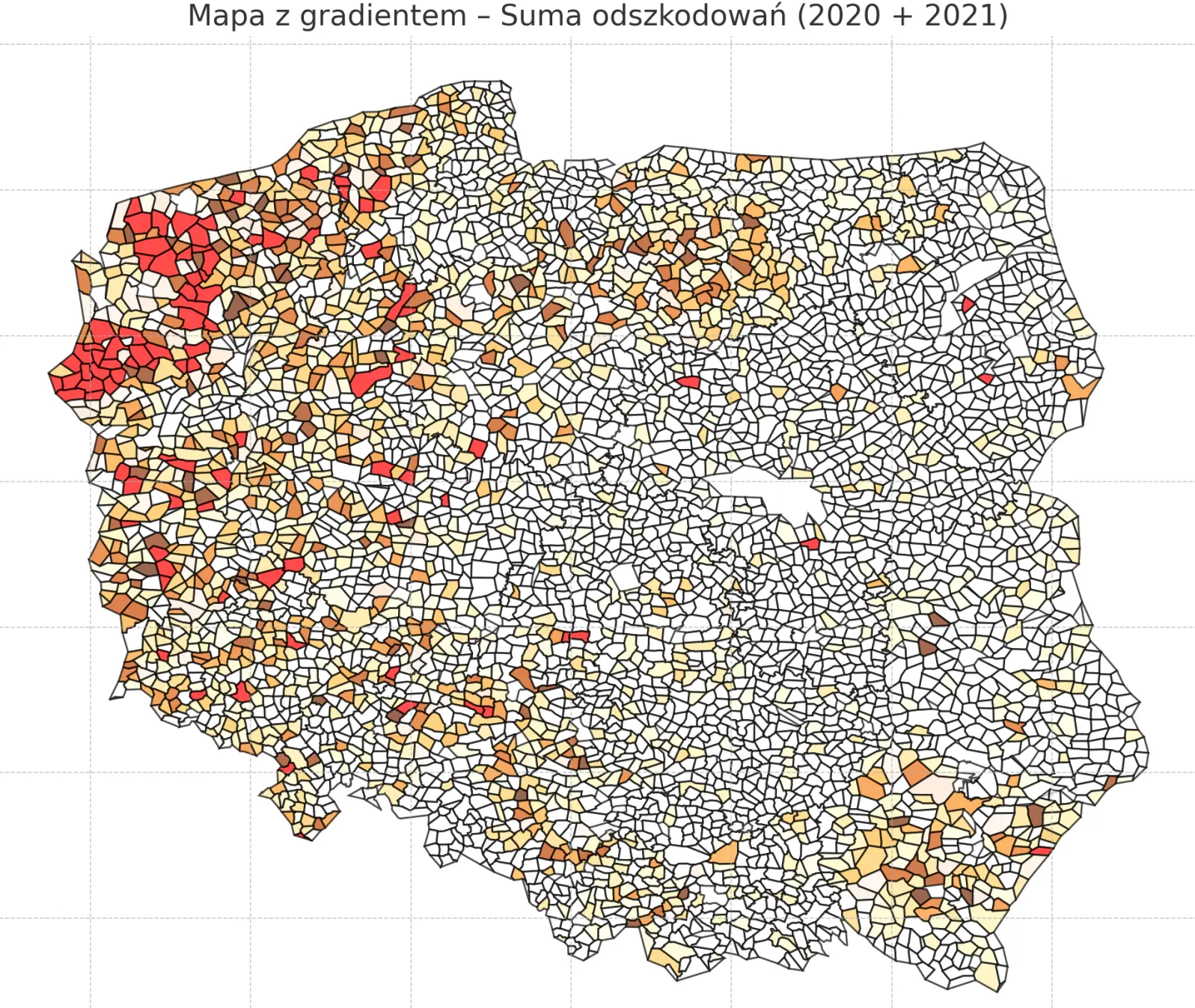 mapa odszkodowań łowieckich (suma 2020+2021)