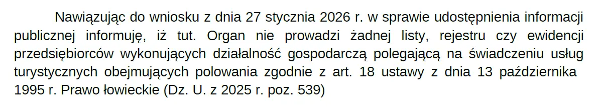 odpowiedź urzędu marszałkowskiego w Olsztynie