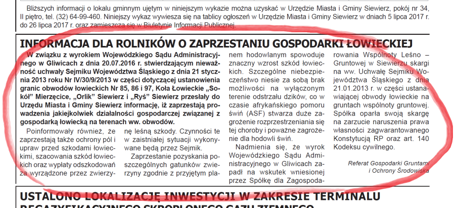 Z okolic Siewierza znikają obwody łowieckie