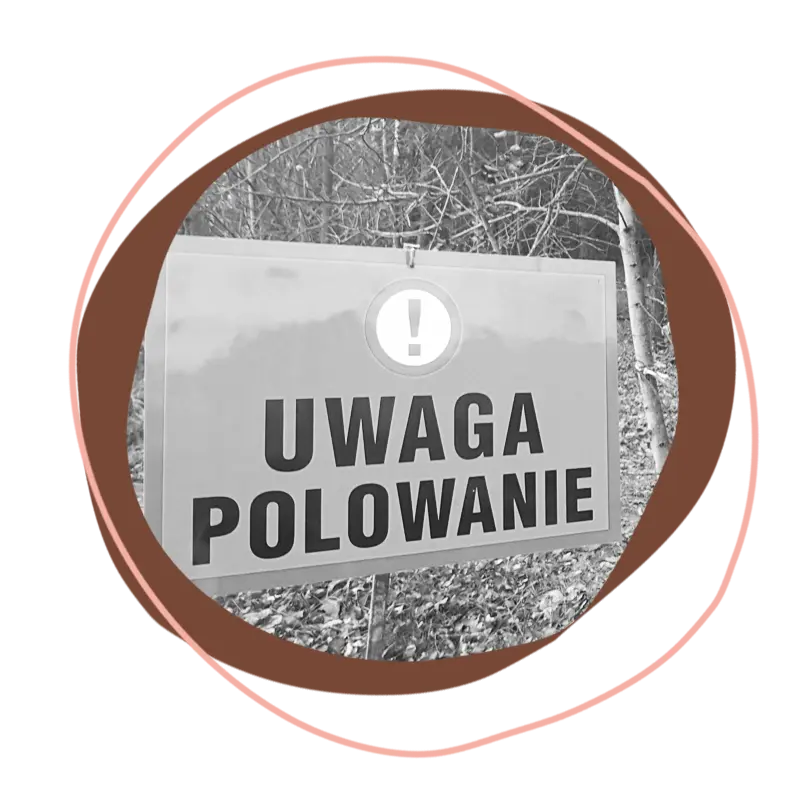 tabliczka ostrzegawcza Uwaga Polowanie