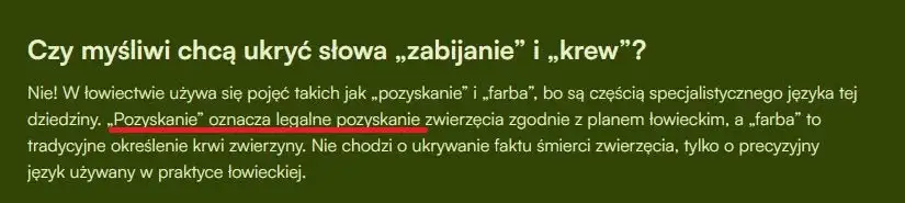 „Pozyskanie” oznacza legalne pozyskanie zwierzęcia zgodnie z planem łowieckim.